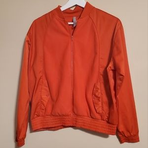 Athleta Zion Microfleece Full Zip Orange Track Bomber Jacket Size Women's M